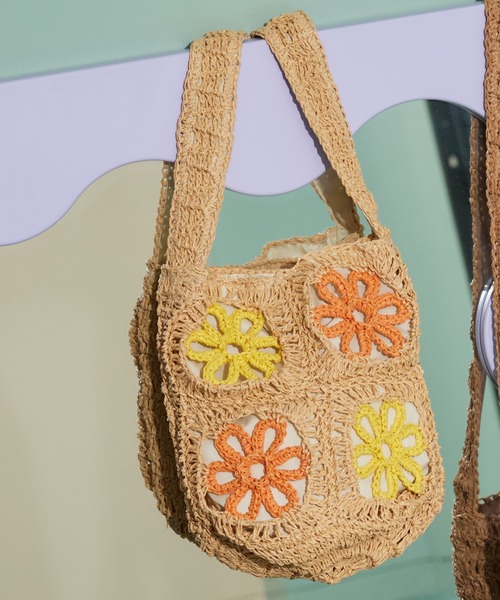 Green　Parks（グリーンパークス）の「・ペーパークロシェ編みショルダー（ショルダーバッグ・レディース・ピンク/イエロー/グリーン・FREE）」の3枚目の写真