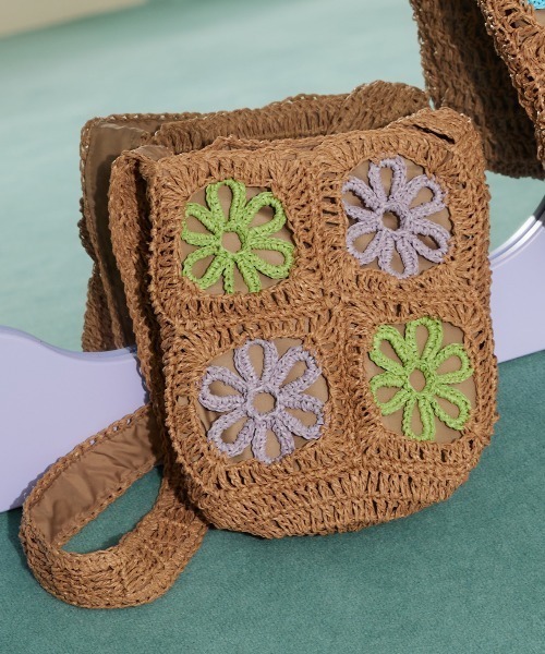 Green　Parks（グリーンパークス）の「・ペーパークロシェ編みショルダー（ショルダーバッグ・レディース・ピンク/イエロー/グリーン・FREE）」の2枚目の写真