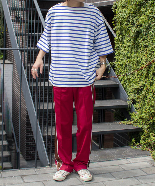 GLOSTER(グロスター)の「【GLOSTER/グロスター】フレンチビッグバスクシャツ ショートスリーブ(Tシャツ/カットソー・メンズ・グリーン/ブラック×ホワイト/ホワイト×ネイビー/ホワイト×ブルー・FREE)」の5枚目の写真