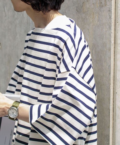 GLOSTER(グロスター)の「【GLOSTER/グロスター】フレンチビッグバスクシャツ ショートスリーブ(Tシャツ/カットソー・メンズ・グリーン/ブラック×ホワイト/ホワイト×ネイビー/ホワイト×ブルー・FREE)」の9枚目の写真