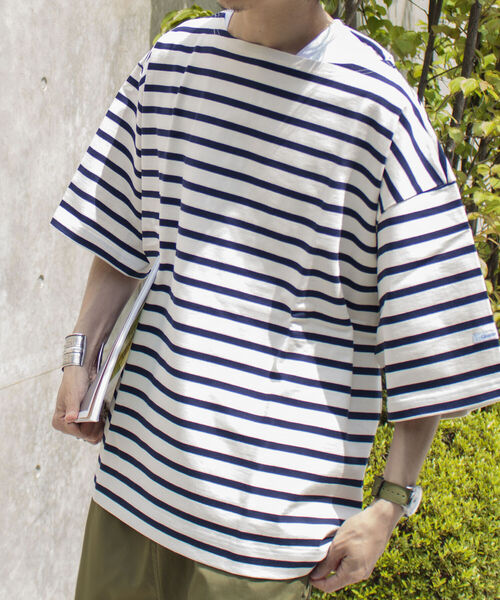 GLOSTER(グロスター)の「【GLOSTER/グロスター】フレンチビッグバスクシャツ ショートスリーブ(Tシャツ/カットソー・メンズ・グリーン/ブラック×ホワイト/ホワイト×ネイビー/ホワイト×ブルー・FREE)」の13枚目の写真