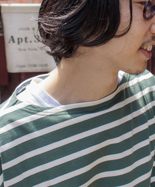 GLOSTER(グロスター)の「【GLOSTER/グロスター】フレンチビッグバスクシャツ ショートスリーブ(Tシャツ/カットソー・メンズ・グリーン/ブラック×ホワイト/ホワイト×ネイビー/ホワイト×ブルー・FREE)」の19枚目の写真