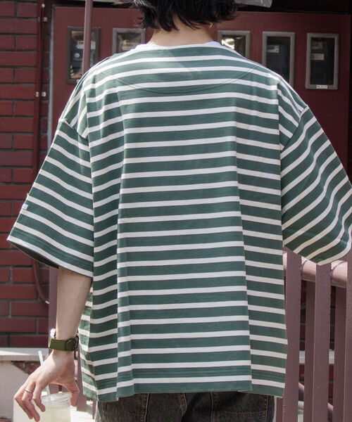 GLOSTER(グロスター)の「【GLOSTER/グロスター】フレンチビッグバスクシャツ ショートスリーブ(Tシャツ/カットソー・メンズ・グリーン/ブラック×ホワイト/ホワイト×ネイビー/ホワイト×ブルー・FREE)」の21枚目の写真