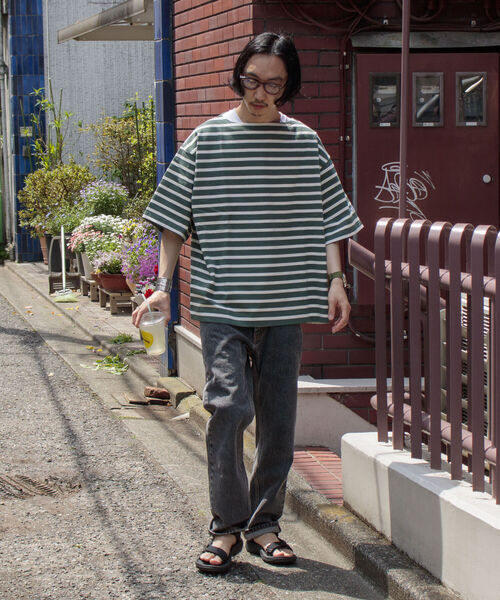 GLOSTER(グロスター)の「【GLOSTER/グロスター】フレンチビッグバスクシャツ ショートスリーブ(Tシャツ/カットソー・メンズ・グリーン/ブラック×ホワイト/ホワイト×ネイビー/ホワイト×ブルー・FREE)」の22枚目の写真
