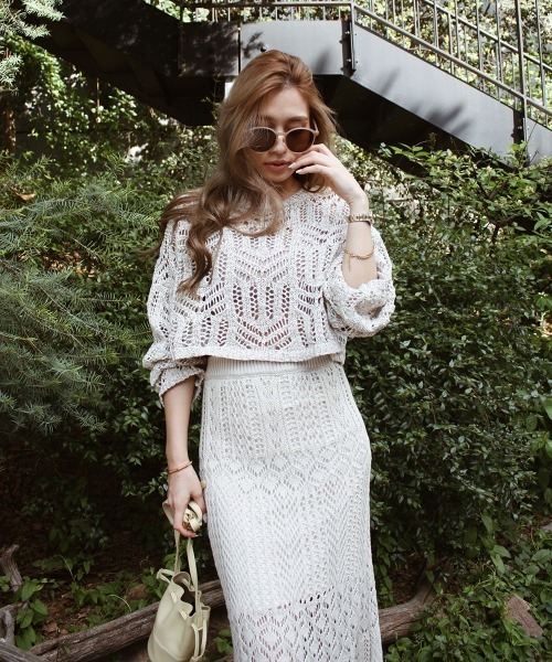 esutoreja（エストレジャ）の「クローシェイニット（ニット/セーター・レディース・ブラック/ベージュ/アイボリー・FREE）」の4枚目の写真