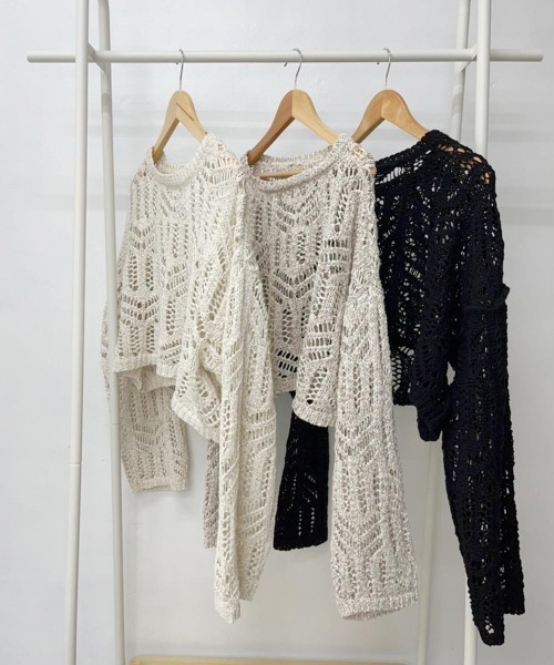 esutoreja（エストレジャ）の「クローシェイニット（ニット/セーター・レディース・ブラック/ベージュ/アイボリー・FREE）」の19枚目の写真