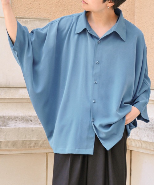 NILWAY（ニルウェイ）の「ケアフリートロミオーバーサイズドルマンレギュラーカラーシャツ（シャツ/ブラウス・メンズ・ライトグレー/ブラック/ネイビー/オフホワイト/ブルー/チャコール/ダークグリーン・MEDIUM/LARGE）」の7枚目の写真