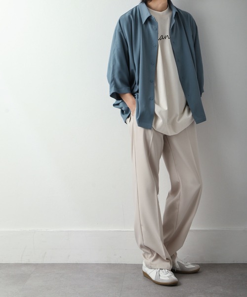 NILWAY（ニルウェイ）の「ケアフリートロミオーバーサイズドルマンレギュラーカラーシャツ（シャツ/ブラウス・メンズ・ライトグレー/ブラック/ネイビー/オフホワイト/ブルー/チャコール/ダークグリーン・MEDIUM/LARGE）」の13枚目の写真