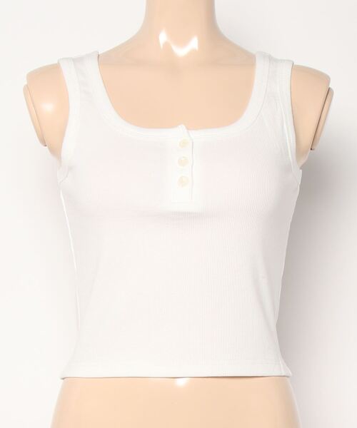 BLUEEAST（ブルーイースト）の「フロントボタンリブタンクトップ（タンクトップ・レディース・ホワイト/ブラウン/ピンク/ブルー/グリーン/ブラック・MEDIUM）」の9枚目の写真