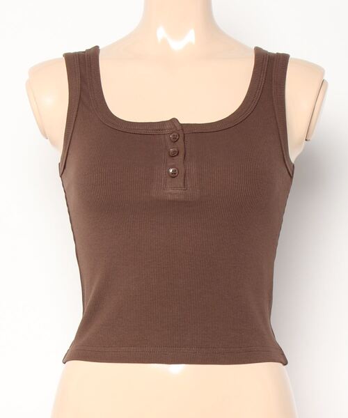 BLUEEAST（ブルーイースト）の「フロントボタンリブタンクトップ（タンクトップ・レディース・ホワイト/ブラウン/ピンク/ブルー/グリーン/ブラック・MEDIUM）」の11枚目の写真