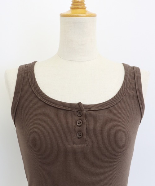 BLUEEAST（ブルーイースト）の「フロントボタンリブタンクトップ（タンクトップ・レディース・ホワイト/ブラウン/ピンク/ブルー/グリーン/ブラック・MEDIUM）」の19枚目の写真