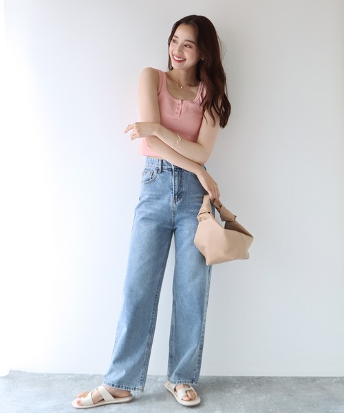 BLUEEAST（ブルーイースト）の「フロントボタンリブタンクトップ（タンクトップ・レディース・ホワイト/ブラウン/ピンク/ブルー/グリーン/ブラック・MEDIUM）」の14枚目の写真