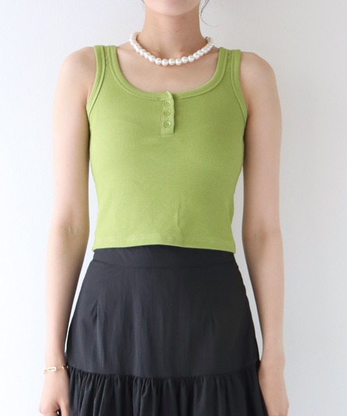 BLUEEAST（ブルーイースト）の「フロントボタンリブタンクトップ（タンクトップ・レディース・ホワイト/ブラウン/ピンク/ブルー/グリーン/ブラック・MEDIUM）」の16枚目の写真