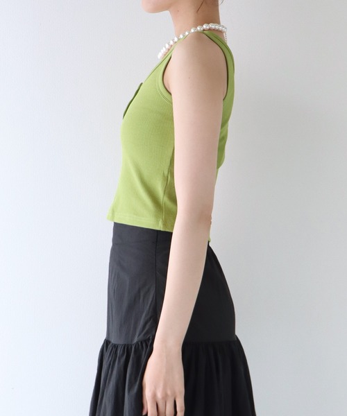 BLUEEAST（ブルーイースト）の「フロントボタンリブタンクトップ（タンクトップ・レディース・ホワイト/ブラウン/ピンク/ブルー/グリーン/ブラック・MEDIUM）」の17枚目の写真