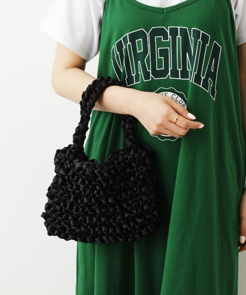 RODEO CROWNS WIDE BOWL(ロデオクラウンズワイドボウル)の「HANDMADE RIBBON BAG(ハンドバッグ・レディース・ブラック/ピンク/キャメル・FREE)」の7枚目の写真