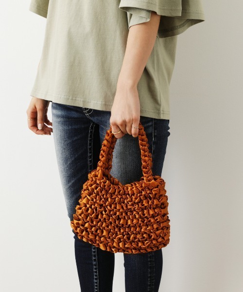 RODEO CROWNS WIDE BOWL(ロデオクラウンズワイドボウル)の「HANDMADE RIBBON BAG(ハンドバッグ・レディース・ブラック/ピンク/キャメル・FREE)」の18枚目の写真