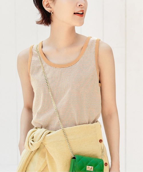 PICCADILLY（ピカデリー）の「【PICCADILLY/ピカデリー】 別注 ボーダータンク（タンクトップ・レディース・ブラック/ベージュ/パープル・FREE）」の14枚目の写真