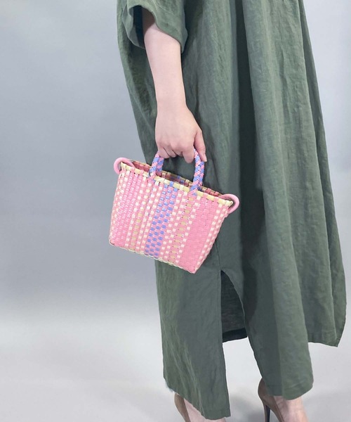 Munich(ミューニック)の「ポリプロピレンミニカゴバッグ(かごバッグ・レディース・ターコイズブルー/ピンク・FREE)」の2枚目の写真