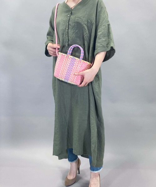 Munich(ミューニック)の「ポリプロピレンミニカゴバッグ(かごバッグ・レディース・ターコイズブルー/ピンク・FREE)」の6枚目の写真