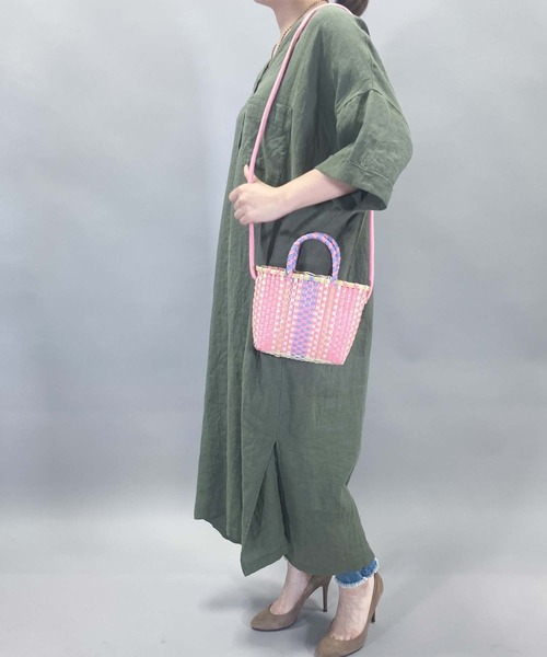 Munich(ミューニック)の「ポリプロピレンミニカゴバッグ(かごバッグ・レディース・ターコイズブルー/ピンク・FREE)」の3枚目の写真