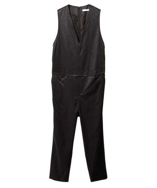 ASTRAET（アストラット）の「ASTRAET(アストラット） キュプラ/コットン サロペット◆（つなぎ/オールインワン・レディース・ブラック/ベージュ・0/1）」の2枚目の写真