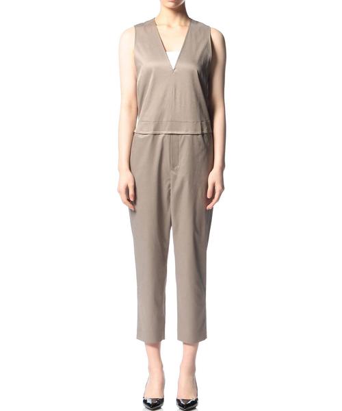 ASTRAET（アストラット）の「ASTRAET(アストラット） キュプラ/コットン サロペット◆（つなぎ/オールインワン・レディース・ブラック/ベージュ・0/1）」の3枚目の写真