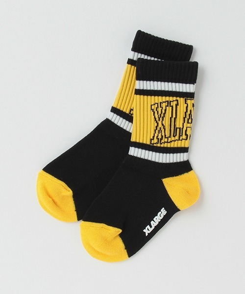 XLARGE KIDS（エクストララージキッズ）の「カレッジロゴクルーソックス【日本製】（ソックス/靴下・キッズ・オフホワイト/グリーン/ブラック・15-17cm/17-19cm/19-21cm/13-15cm）」の2枚目の写真