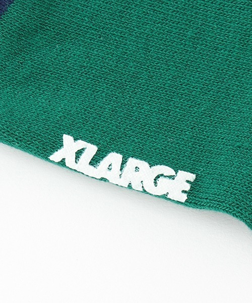 XLARGE KIDS（エクストララージキッズ）の「カレッジロゴクルーソックス【日本製】（ソックス/靴下・キッズ・オフホワイト/グリーン/ブラック・15-17cm/17-19cm/19-21cm/13-15cm）」の4枚目の写真