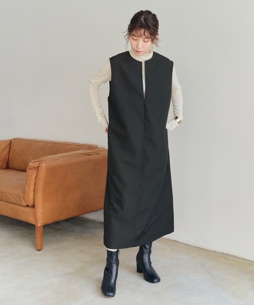 titivate（ティティベイト）の「ふくれキルトジャンパースカート（ジャンパースカート・レディース・ブラック/ホワイト系その他・M）」の3枚目の写真