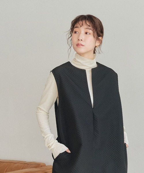 titivate（ティティベイト）の「ふくれキルトジャンパースカート（ジャンパースカート・レディース・ブラック/ホワイト系その他・M）」の6枚目の写真