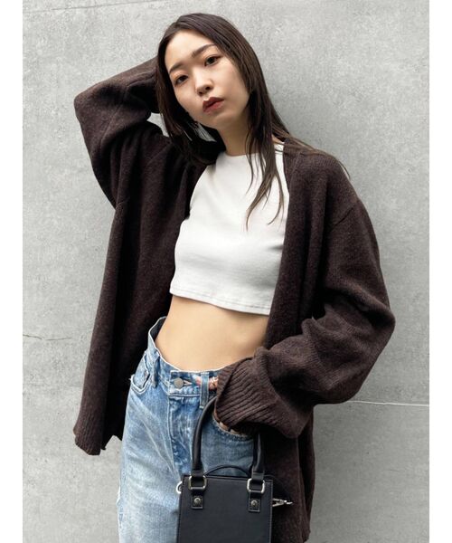 EMODA（エモダ）の「ボーイズオーバーカーディガン（カーディガン/ボレロ・レディース・ピンク/ライム/ブラウン・FREE）」の2枚目の写真