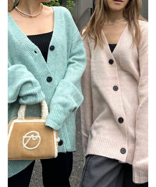 EMODA（エモダ）の「ボーイズオーバーカーディガン（カーディガン/ボレロ・レディース・ピンク/ライム/ブラウン・FREE）」の4枚目の写真