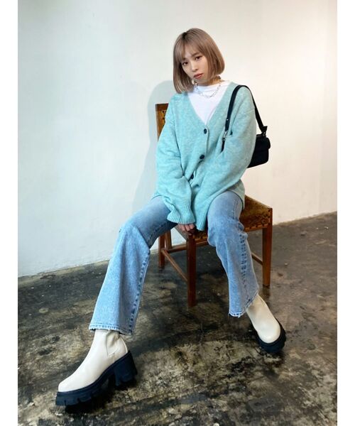 EMODA（エモダ）の「ボーイズオーバーカーディガン（カーディガン/ボレロ・レディース・ピンク/ライム/ブラウン・FREE）」の17枚目の写真