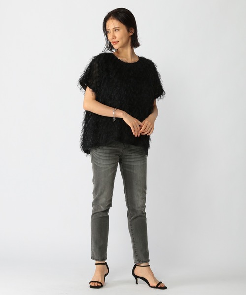 BARNYARDSTORM（バンヤードストーム）の「BARNYARDSTORM / フェザーライクブラウス（Tシャツ/カットソー・レディース・ホワイト/ブラック・1/0）」の12枚目の写真