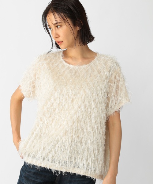 BARNYARDSTORM（バンヤードストーム）の「BARNYARDSTORM / フェザーライクブラウス（Tシャツ/カットソー・レディース・ホワイト/ブラック・1/0）」の3枚目の写真