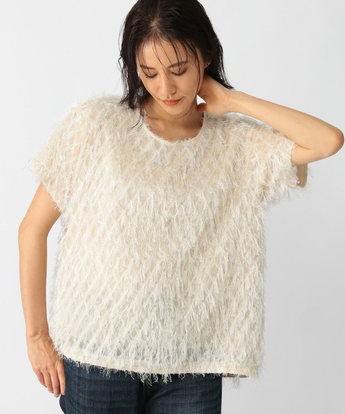 BARNYARDSTORM（バンヤードストーム）の「BARNYARDSTORM / フェザーライクブラウス（Tシャツ/カットソー・レディース・ホワイト/ブラック・1/0）」の4枚目の写真