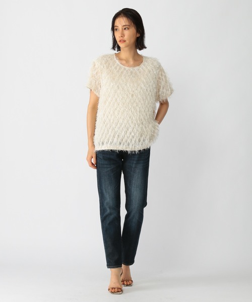 BARNYARDSTORM（バンヤードストーム）の「BARNYARDSTORM / フェザーライクブラウス（Tシャツ/カットソー・レディース・ホワイト/ブラック・1/0）」の5枚目の写真