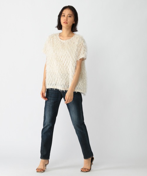 BARNYARDSTORM（バンヤードストーム）の「BARNYARDSTORM / フェザーライクブラウス（Tシャツ/カットソー・レディース・ホワイト/ブラック・1/0）」の7枚目の写真