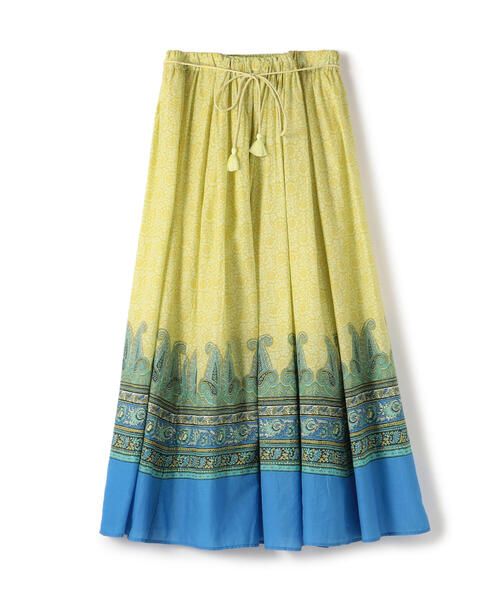 インディアンコットンプリント Souleiado ソレイアード のスカート インディアンコットンプリント スカート Souleiado ソレイアード の ファッション スカート タックギャザーロングスカート スカート 正規品 格安