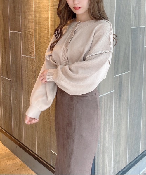 one way（ワンウェイ）の「ハンドステッチショートカーデ（カーディガン/ボレロ・レディース・ホワイト/ベージュ/ブラック/ライトブルー・FREE）」の3枚目の写真