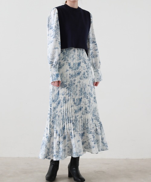 Cheek(チーク)の「トワルドジュイベストSETワンピース(ワンピース・レディース・ブルー/ベージュ・MEDIUM)」の3枚目の写真