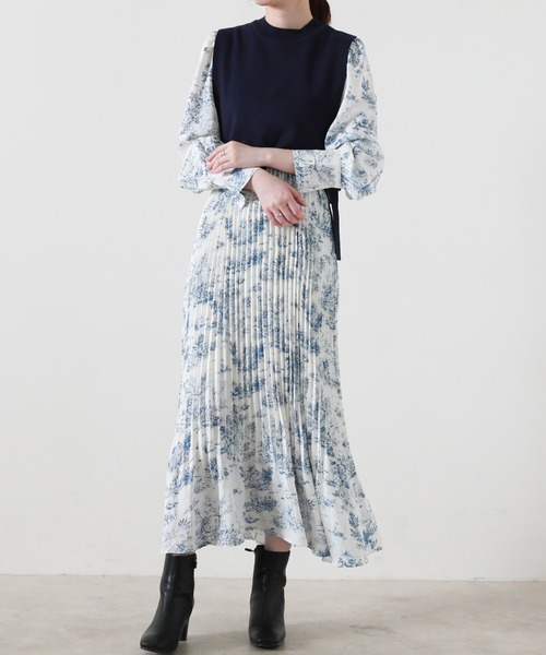 Cheek(チーク)の「トワルドジュイベストSETワンピース(ワンピース・レディース・ブルー/ベージュ・MEDIUM)」の5枚目の写真