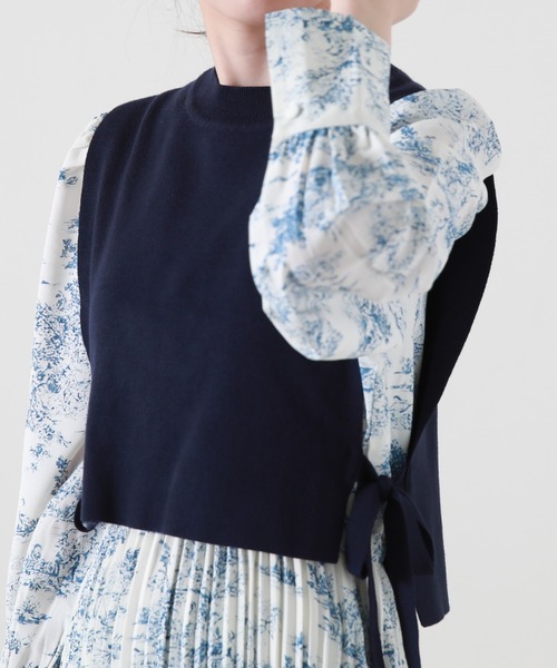 Cheek(チーク)の「トワルドジュイベストSETワンピース(ワンピース・レディース・ブルー/ベージュ・MEDIUM)」の9枚目の写真