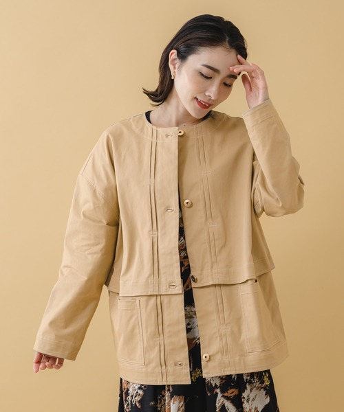 KATHARINE ROSS（キャサリンロス）の「【KATHARINE ROSS】2WAY丈コットンブルゾン（ノーカラージャケット・レディース・ブラック/ベージュ・MEDIUM）」の17枚目の写真