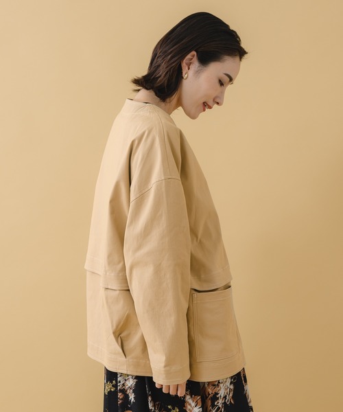 KATHARINE ROSS（キャサリンロス）の「【KATHARINE ROSS】2WAY丈コットンブルゾン（ノーカラージャケット・レディース・ブラック/ベージュ・MEDIUM）」の18枚目の写真