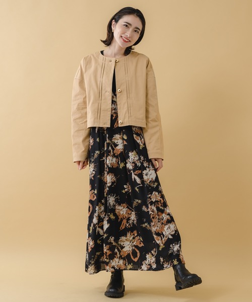 KATHARINE ROSS（キャサリンロス）の「【KATHARINE ROSS】2WAY丈コットンブルゾン（ノーカラージャケット・レディース・ブラック/ベージュ・MEDIUM）」の12枚目の写真