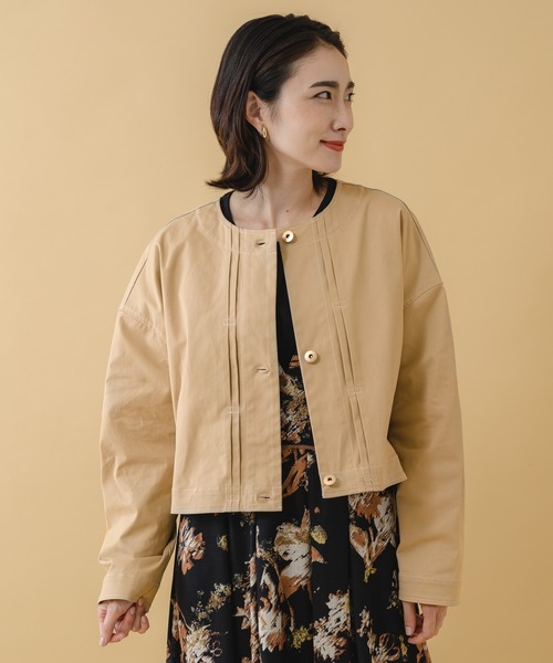 KATHARINE ROSS（キャサリンロス）の「【KATHARINE ROSS】2WAY丈コットンブルゾン（ノーカラージャケット・レディース・ブラック/ベージュ・MEDIUM）」の15枚目の写真