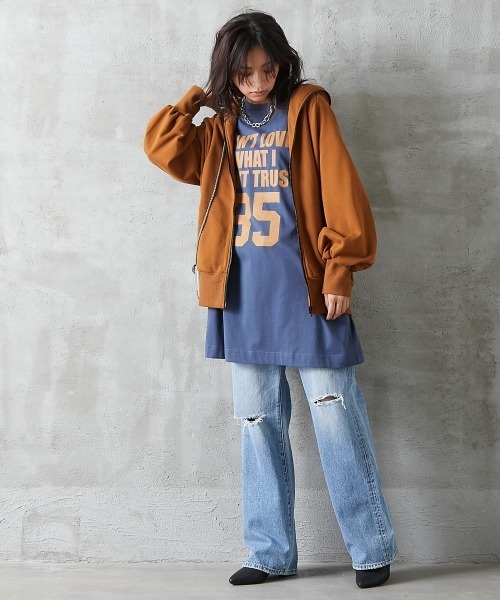 GEVS.(ジェイヴィス)の「<大きいサイズ> 裏毛パフスリーブフルジップアップパーカー GEVS.(パーカー・レディース・ブラック/モカ・5L/LL/L/3L/4L)」の20枚目の写真