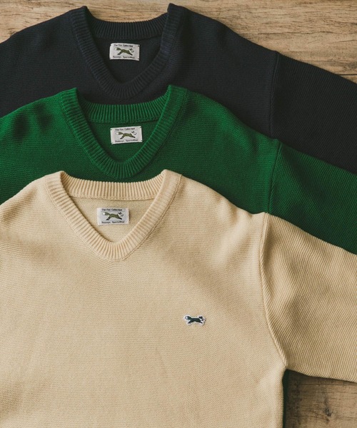 70~80s The Fox Vネックセーター 80s USA製 JCPenney The Fox ワンポイント Vネック パール編み