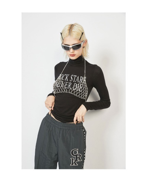 CRANK(クランク)の「A'GAM/9×.kom『CRANK/クランク』WOOL SPAN LETTERING TURTLENECK/レタリングタートルネック(Tシャツ/カットソー・レディース・ホワイト/ブラック/ネイビー・FREE)」の5枚目の写真